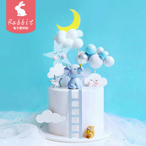 Cartoon Star Elephant Squirrel Ball Cloud Cake Ornaments Baby Birthday Dress Bake Cake Decoration