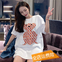 Pregnant woman t-shirt 2022 new short sleeve pure cotton blouse Women in summer medium long section big code loose fashion Pregnant Woman Summer Clothes