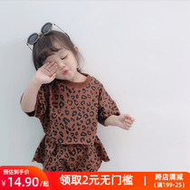 Girls foreign style BAO WEN short sleeve T-shirt set 20 summer new fashionable female baby short sleeve T-shirt shorts two-piece set