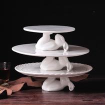 Mengmeng Rabbit High Feet Cake Plate Fruit Plate Tray Dessert Plate Tableware Birthday Wedding Dessert Table Factory Direct Sales