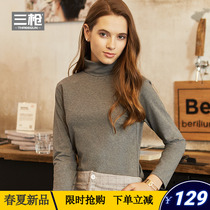 Three Gun Autumn Clothes Lady Autumn winter long suede Modale Cotton Cotton Smooth high neckline undershirt wearing 100 lap Fashion warm top
