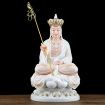 Han White Jade saupo three Holy Buddha statue temple home dedicated to the King of Tibetan Bodhisattva color glaze inlaid with gold jade carving Buddha statue ornaments