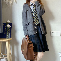 (Tokyo year old JK) genuine original JK cardigan long sleeve sweater small gray Gray gift metal badge