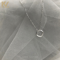 Geometric square sterling silver necklace female 2021 new ins simple light luxury niche design temperament clavicle chain