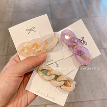 ins Simple twist resin hairpin Korean retro chain side clip temperament girl bangs clip hairpin headdress