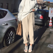 Big Code Broadlegged Pants Woman Autumn Winter 2020 New Knitted Granny Pants Fat Younger Sister Loose Thickened Gross Turnip Pants