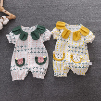 0 summer dress 9 months female baby clothes thin 6 baby jumpsuit 3 children summer short sleeve ha clothes Net Red foreign gas