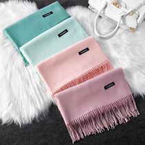 Korean version of solid color cashmere scarf female winter thick versatile biker shawl couple Tide brand