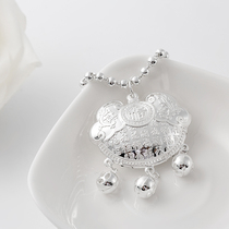 S999 sterling silver Baifu long life lock pendant Female baby adult fashion silver lock pendant Sweater chain pendant