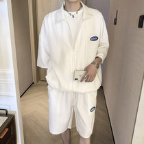 Salt series suit mens summer new tidal plaid POLO shirts with shorts Two casual nets Red Fried Streets Full