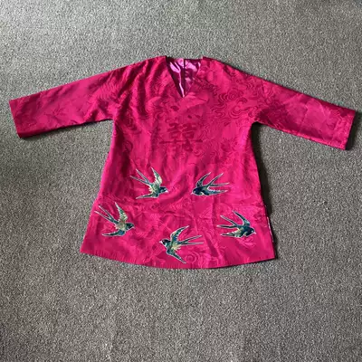 Cloud decoration totem 2021 original ethnic style women's hand-embroidered little swallow casual long-sleeved loose top