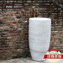 Jingdezhen Porcelain Pillar Basin Art Washbasin Connecting Pillar Pottery Toilet Balcony Washbasin Sink