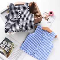 Baby vest thin men and women cotton sleeveless vest summer baby gauze cotton linen shoulder cardigan spring and autumn