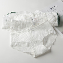 3 underwear women cotton breathable white girl lace cute Japanese mesh sexy cotton breifs style