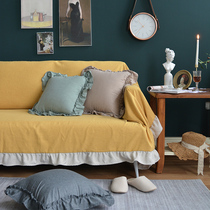 Nordic ins Wind sofa cushion cover four seasons universal American solid color cotton linen sofa towel cover cloth full cover fabric art