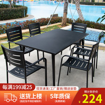 Outdoor Leisure Table And Chairs Villa Courtyard Balcony Cafe Outdoor Outside Pendulum Waterproof Sunscreen All-aluminum Dining Table And Chairs Combination