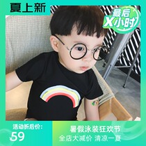 Han Fan tide ins one-piece sunscreen anti-UV boys rainbow swimsuit Baby baby diving swimsuit set tide