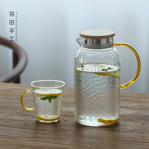 Haneda Japanese heat-resistant glass cooking teapot Flower tea pot Hammer pattern cold water pot Household juice pot Large capacity cold water pot