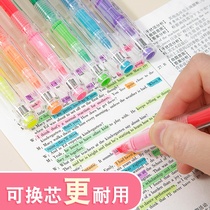 (Full 25 yuan exchange) fluorescent marker pen color mark stroke key soft head highlighter student with silver light straight liquid type note large capacity の can replace the glowing hand account pen