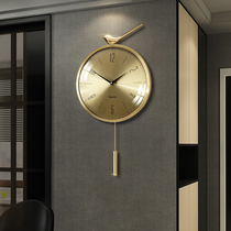 Chinese style clock living room modern atmosphere Xiangbird rocking clock hanging wall light extravagant net red fashion bell decorated with silent hanging clock