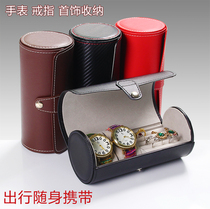 Leather cylinder watch box ring box portable bag watch bracelet bracelet hand jewelry jewelry box