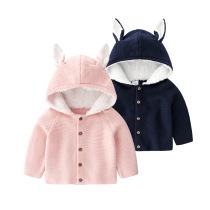 New child sweaters in autumn and winter 2019 Baby rabbit ear warm jacket Baby clothing child knitted jacket