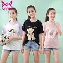 Cat Man Girl Cotton T-shirt Childrens Cotton Top Children Short Sleeve 3 PCs Teenager Summer Thin Tide