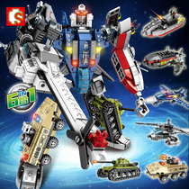 Sen Bao building blocks become defenders 103099-130104 steel mecha childrens assembly toy puzzle boy