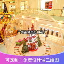 Hotel shopping mall decoration atrium DP point commercial beauty Chen large christmas tree shaped transparent acrylic ball custom