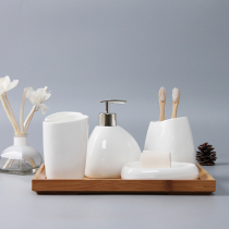 Simple dumb white ceramic bathroom five-piece set bathroom four-piece wash set bathroom kit Japanese