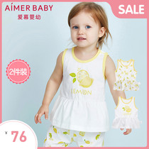 Love child baby girl toddler newborn baby happy Lemon printed vest two-piece bag AB1411051