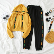 Petite short and small womens 150cm155 high and thin wear with trendy sweater two-piece set 2020 Autumn