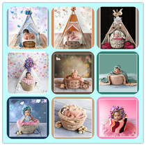 Baby photo full moon photo modeling props basket newborn baby photo frame childrens photo studio modeling tent