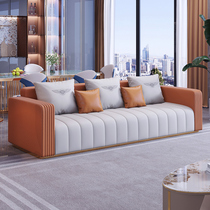 Light Extravagant Top Floor Real Leather Sofa Composition Trio Double Villa Living Room Big Family Style Designer Sofa room furniture