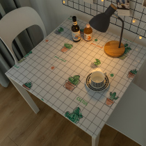 Nordic ins wind square table tablecloth waterproof and oil-proof wash-in simple opaque square table mat PVC coffee table mat