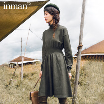 Inman autumn and winter warm high-neck knitted dress waist thin a-line skirt medium-long temperament small solid color