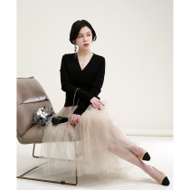 NZ Elegant Temperament Lacing casings waist short long sleeves Cross-led knit cardiovert woman wrap V collar knit cardiovert blouse