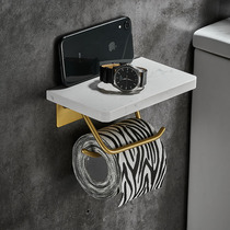 Light luxury marble paper towel holder non-perforated toilet toilet roll paper Nordic mobile phone holder wall-mounted hand wiper Holder