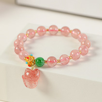 New Natural Raw Mine Pigeon Blood Red Strawberry Crystal Bracelet Female minimalist Fox Pendant Crystal Bracelet Ornaments