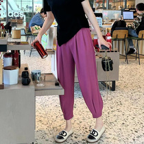 Large-yard womens jaw-up nine-point Halentsi pants summer thin sister loose lean leisure grandmother pants