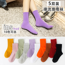 Socks Womens Pile Socks Socks Spring Autumn Slim in pure Thrones Sox South Korean tennis Red cotton socks Japanese Academy Winds Chaostocking