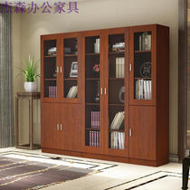 Locked office files and information file cabinet Company staff wooden office cabinet Glass door bookcase basemap cabinet
