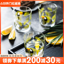 Import Tropical Rainforest Unleaded Glass Cup Creative Heat Resistant Juice Cup Tea Water Cup Color Graffiti Cup Toothbrushing Cup