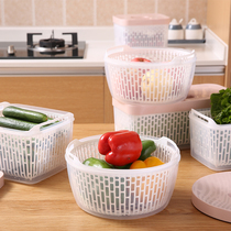 Large sealed double-layer drain basket fresh-keeping box household refrigerator food storage box kitchen plastic washing basket
