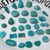 Hubei original mine turquoise high porcelain blue green small pendant back Cloud Lotus rich armour hand string Buddha beads Bodhi DIY accessories