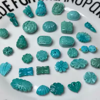 Hubei ore turquoise high porcelain blue-green small pendant Back cloud lotus rich armor hand string Buddha beads Bodhi DIY accessories