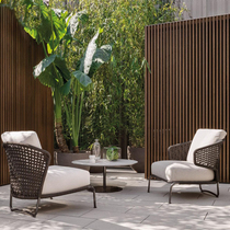 Nordic outdoor rattan chair three-piece balcony leisure courtyard soft decoration model room rattan sofa hotel furniture combination