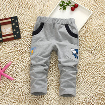 2022 Spring and Autumn Baby Full Cotton Children Single Layer Woolen Knit Long Pants Boy Casual Straight Drum Pants Boy Clothing