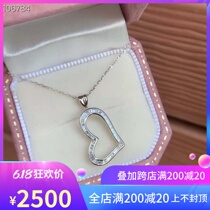 18K gold necklace heart-shaped diamond necklace with peach heart pendant natural South African diamond spot pendant female 22 diamonds