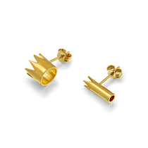 Kisse the Frog asymmetric crown earrings female European and American original personality design ins tide earrings to send girlfriends